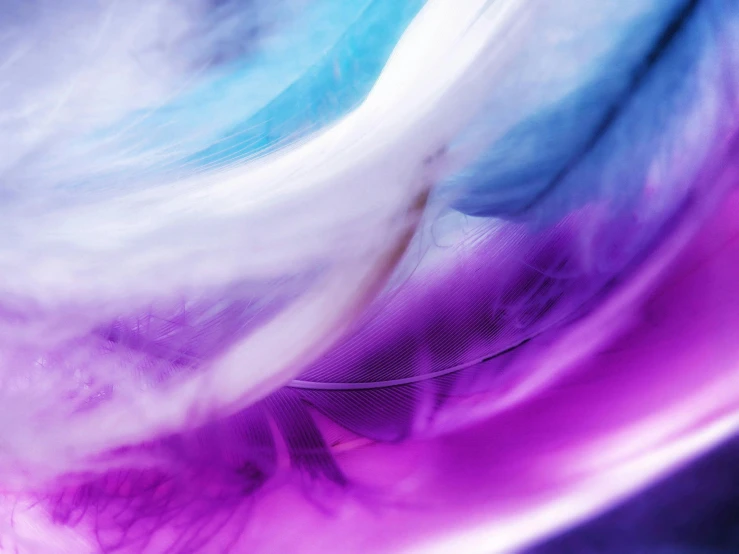 a close up of a toothbrush with a blurry background, a digital painting, inspired by Anna Füssli, trending on pexels, abstract art, blue and purple vapor, whirlwind, white and purple, feathers flying