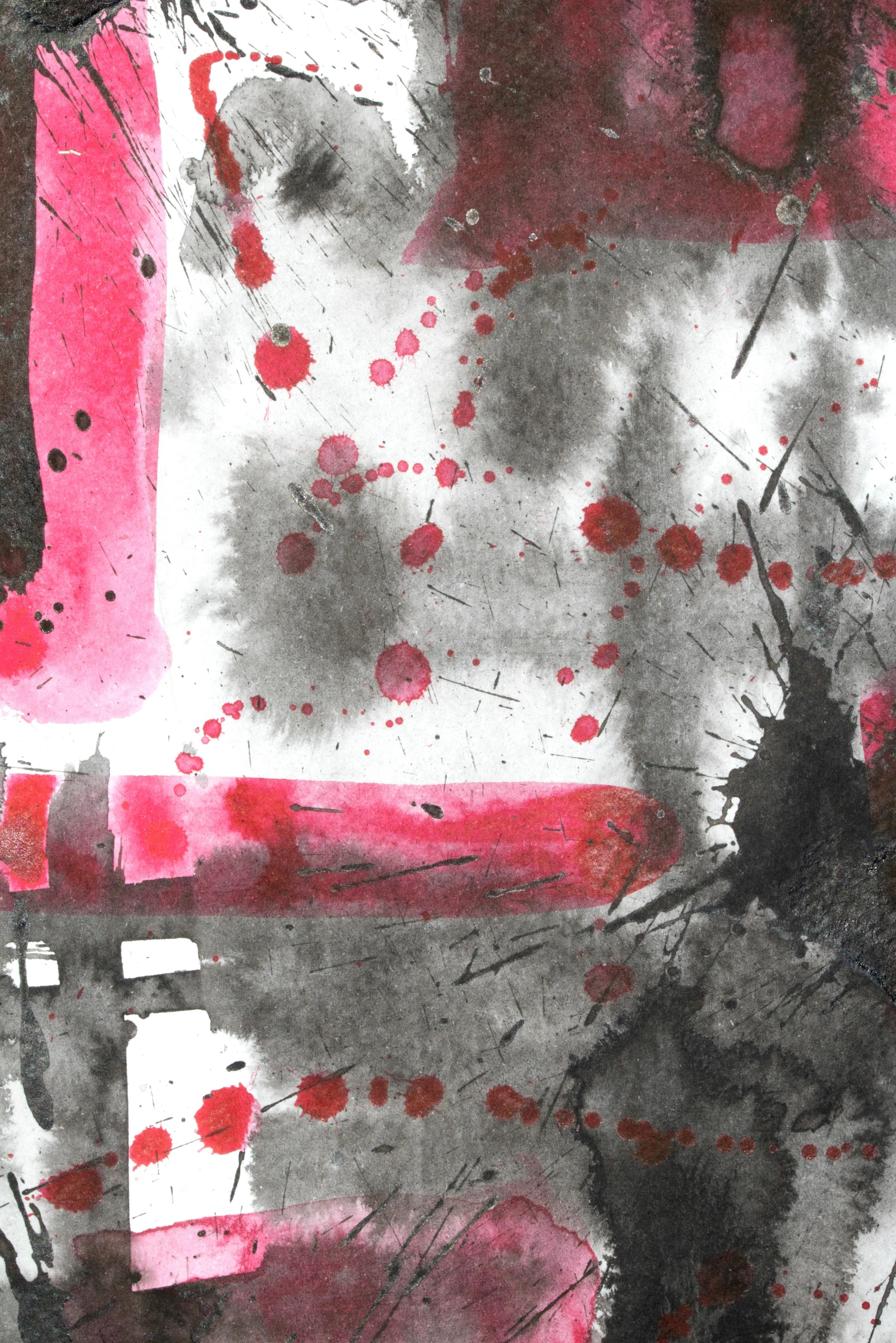 a close up of a painting of a cat, an abstract drawing, inspired by Sigmar Polke, flickr, lyrical abstraction, gradient red to black, bloody scene, black and white watercolor, square