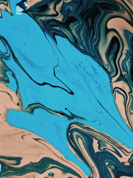 a close up of a painting of a person on a surfboard, inspired by Lucio Fontana, trending on pexels, abstract art, blue marble, made of liquid, chocolate river, black and cyan color scheme