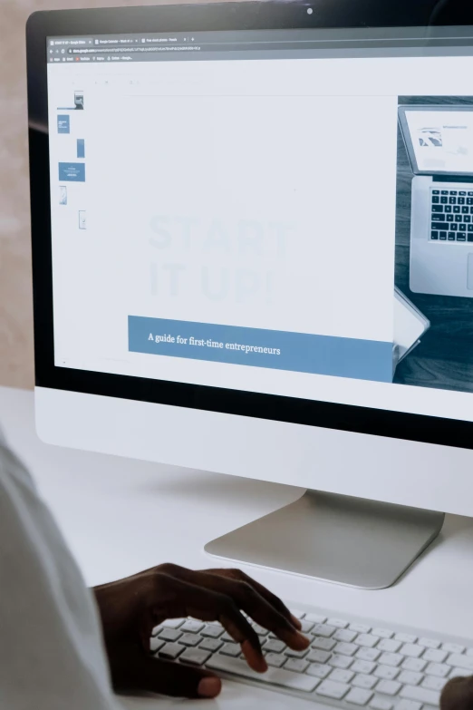 a person typing on a keyboard in front of a computer, a computer rendering, by Robbie Trevino, trending on unsplash, website banner, on grey background, glowforge template, detailed product image