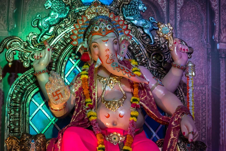 a close up of a statue of an elephant, colourful biomorphic temple, ganesha, avatar image, thumbnail