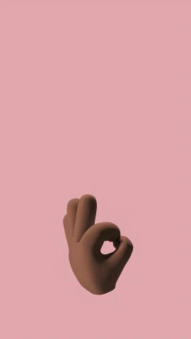 a hand making an ok sign on a pink background, by Nyuju Stumpy Brown, conceptual art, trend on behance 3d art, brown:-2, instagram picture, love theme