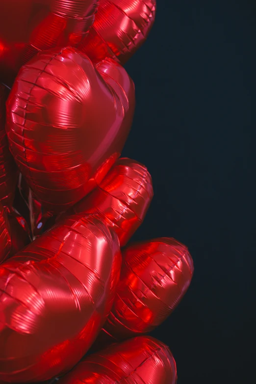 a close up of a bunch of red balloons, silver lining, making love, shades of aerochrome gold, medium-shot