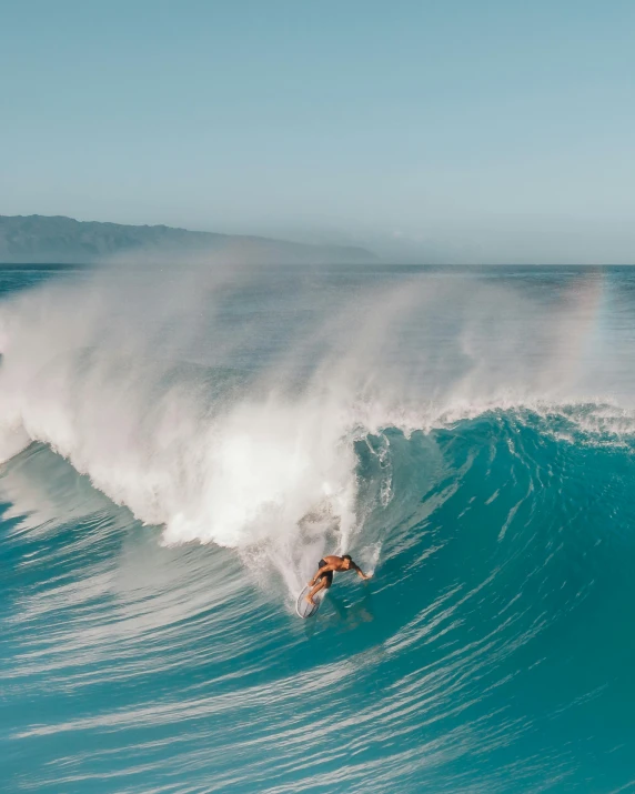 a man riding a wave on top of a surfboard, pexels contest winner, renaissance, hawaii, wall of water either side, barrel chested, bella poarch