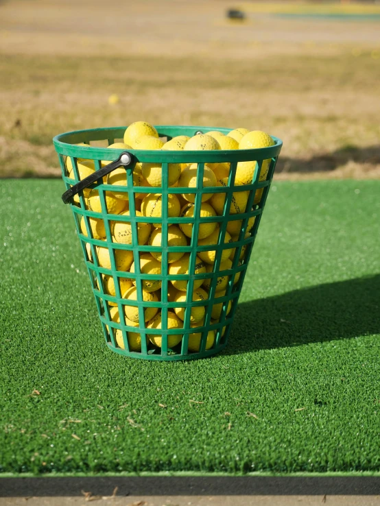 a basket full of lemons sitting on top of a green field, wrx golf, soft surfaces, over-shoulder shot, off putting