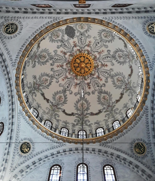 a close up of a ceiling in a building, by Tom Wänerstrand, arabesque, istanbul, van, 8 k -, neoclassical tower with dome