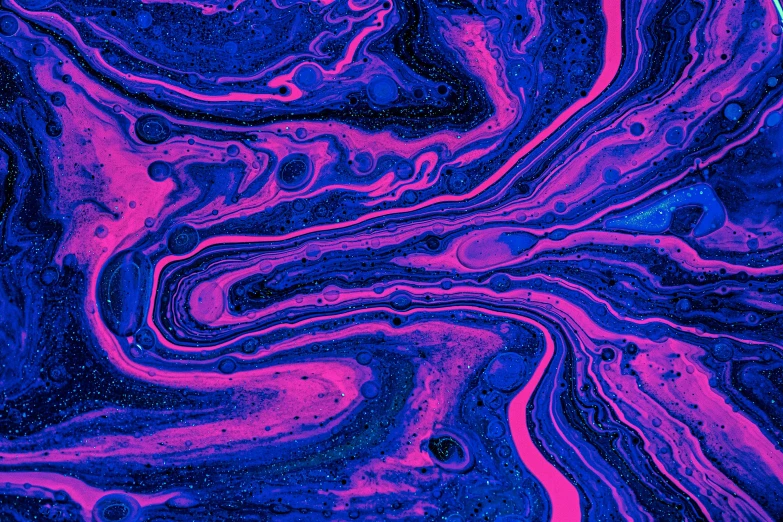 an abstract painting with purple and blue colors, a microscopic photo, inspired by Yves Klein, pexels, generative art, pink slime everywhere, ((synthwave)), marble skin, lsd waves