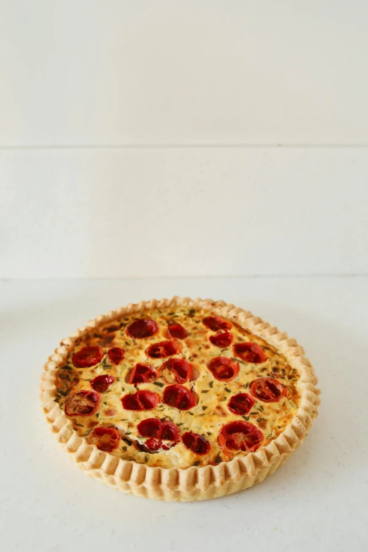 a pizza sitting on top of a white table, poppy, tall, medium angle, fan favorite