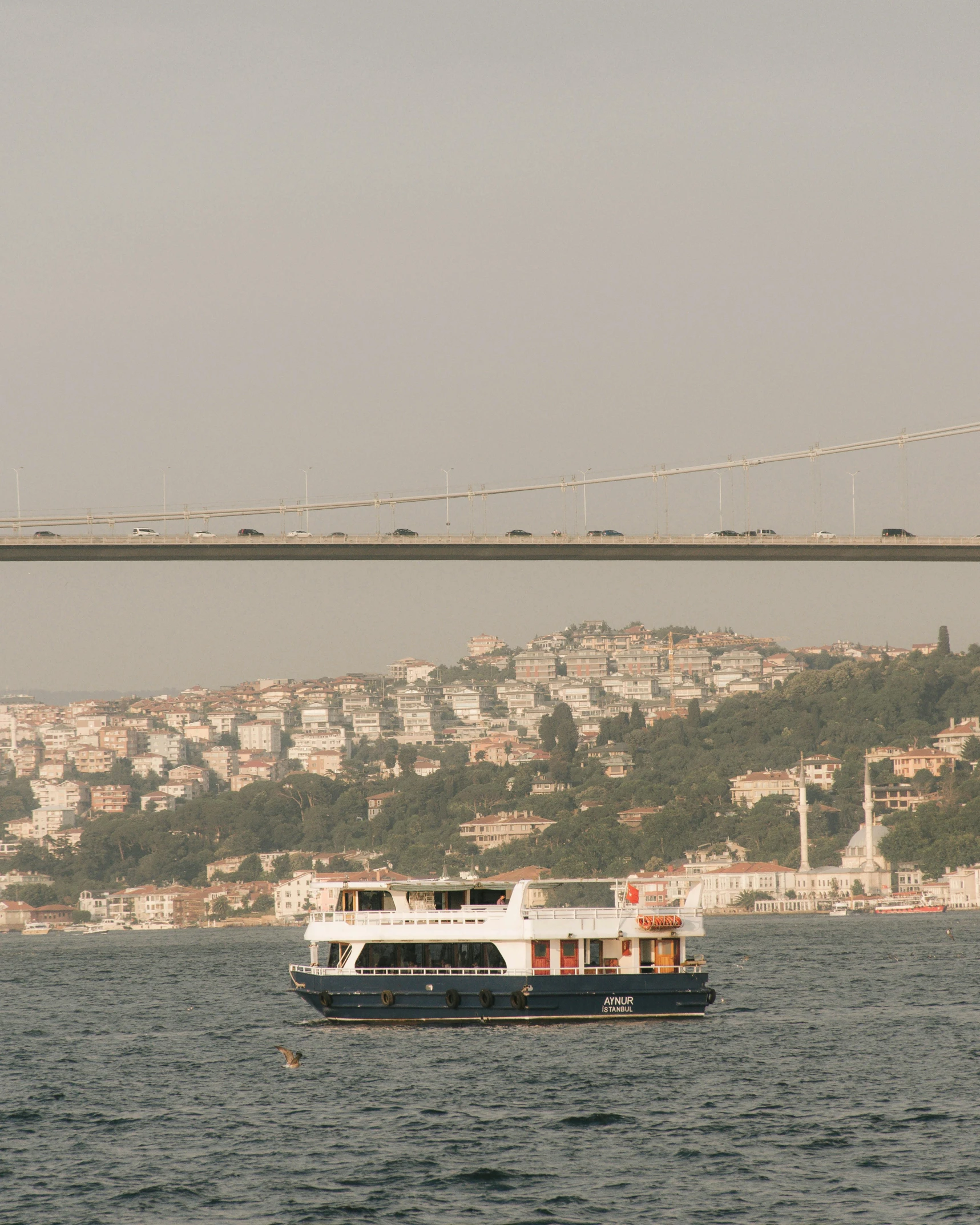 a boat in the water with a bridge in the background, by irakli nadar, pexels contest winner, hurufiyya, norman foster, lgbtq, 15081959 21121991 01012000 4k, ottoman empire