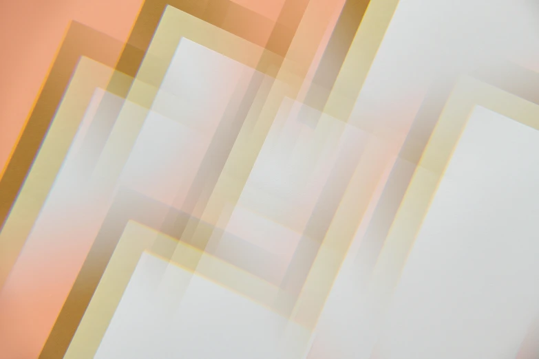 a bunch of squares that are on top of each other, trending on unsplash, geometric abstract art, gradient white to gold, orange neon stripes, on a pale background, unsplash transparent fractal