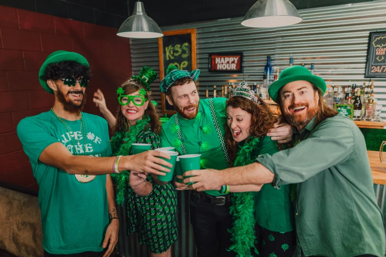 a group of people dressed up for st patrick's day, pexels contest winner, closed limbo room, aussie baristas, sam hyde, profile image