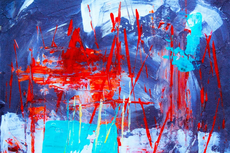 a painting with red and blue paint on it, by Micha Klein, pexels, abstract expressionism, freezing, having a good time, a dream