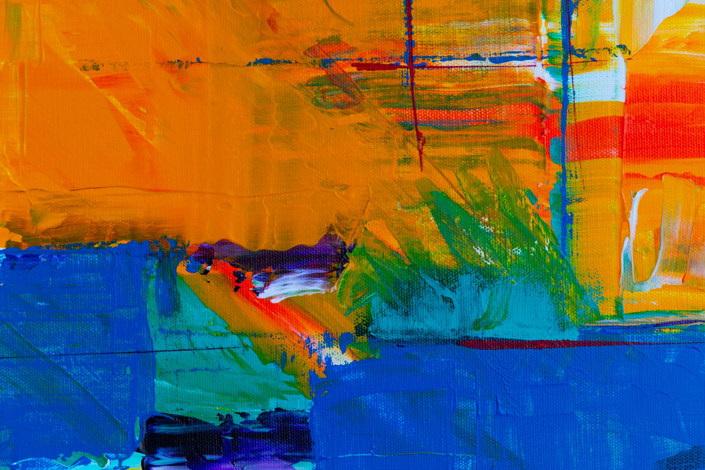 an abstract painting with orange and blue colors, trending on pixabay, abstract expressionism, ntricate oil painting, brand colours are green and blue, looking across the shoulder, some square paintings