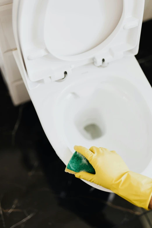 a person in yellow gloves cleaning a toilet, pexels, renaissance, square, with a white, | | epic - fine - clean, multi-part