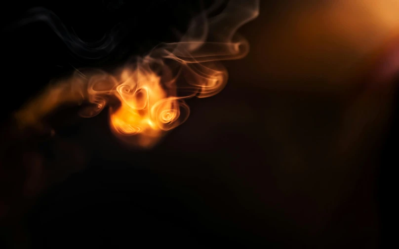 a close up of a person holding a cigarette, digital art, pexels, digital art, smoke and orange volumetric fog, fire texture, background ( dark _ smoke ), wispy tendrils of smoke