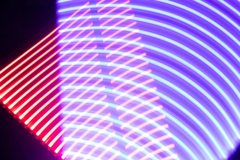 a close up of a red and blue light, flickr, generative art, thin straight purple lines, geometric curves, neon lamp, candid photograph