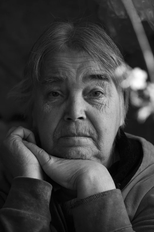 a black and white photo of an older woman, reddit, photorealism, terry moore, inuk, lots of wrinkles, ron cobb. cinestill