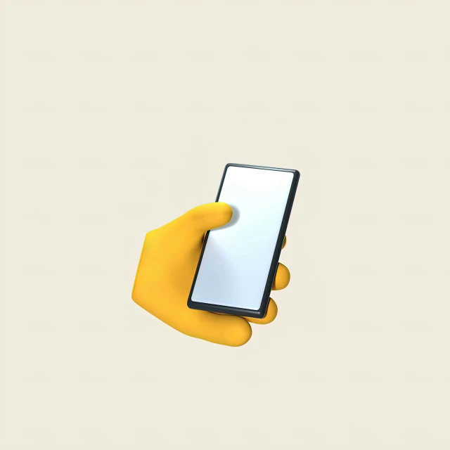 a person holding a smart phone in their hand, by Carey Morris, instagram, conceptual art, the simpsons, 3d minimalistic, glossy yellow, minimalissimo