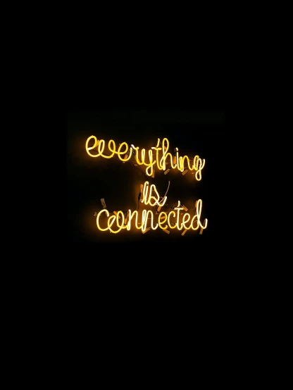a neon sign that says everything is connected, an album cover, inspired by Bruce Munro, unsplash, happening, 🤬 🤮 💕 🎀, contrasting light, networking, 24k