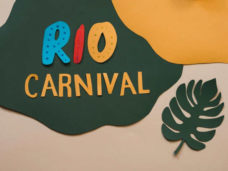 a close up of a sign that says rio carnival, a cartoon, trending on unsplash, paper cut out, studio shot, 15081959 21121991 01012000 4k, avatar image