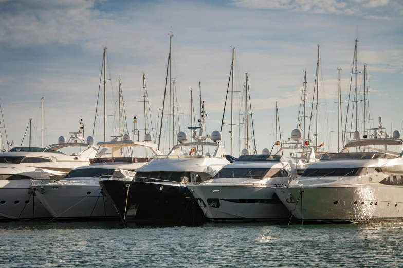 a number of boats in a body of water, pexels contest winner, renaissance, luxury equipment, highly polished, mid view, full colour