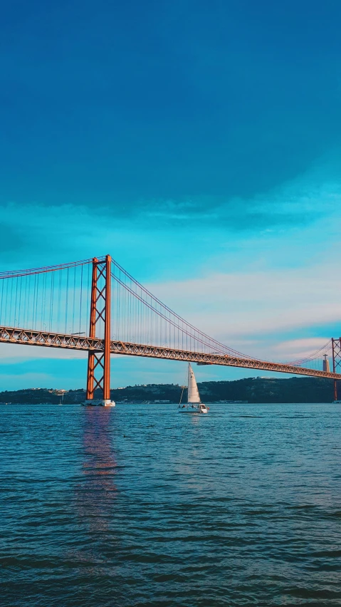 the golden gate bridge in san francisco, california, a picture, pexels contest winner, art nouveau, lisbon, sailing boat, gif, square