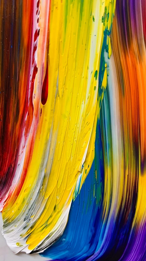 a painting with many colors of paint on it, inspired by Morris Louis Bernstein, pexels, yellow, ntricate oil painting, multicolor, painting on canvas