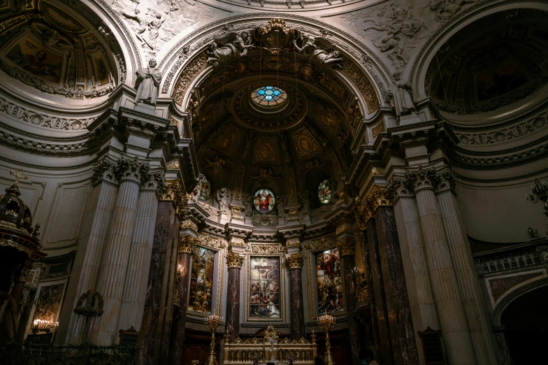 a view of the inside of a church, an album cover, unsplash contest winner, baroque, madrid, youtube thumbnail, thumbnail, profile image