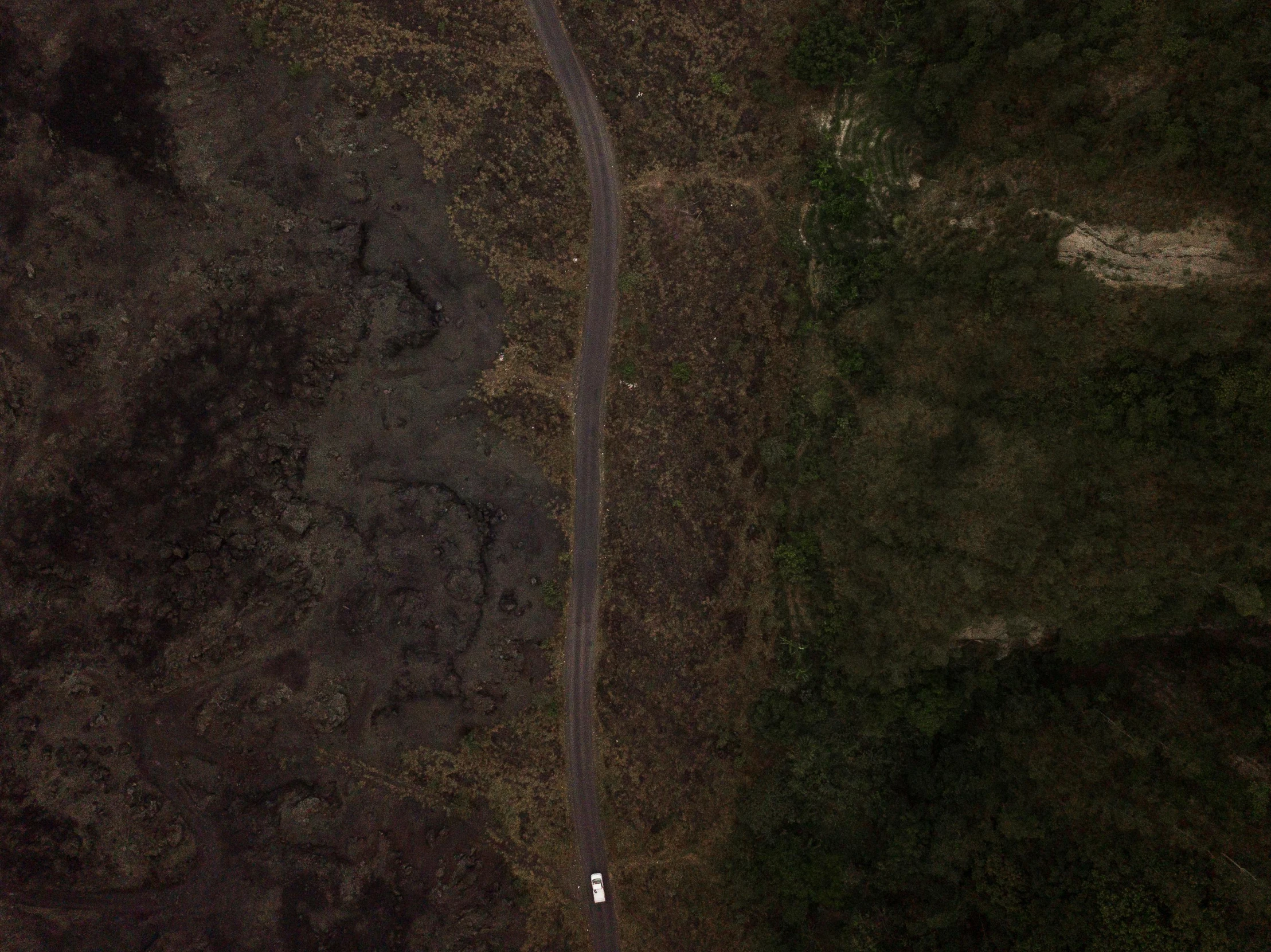 a bird's eye view of a winding road, an album cover, by Elsa Bleda, realism, colombian jungle, scorched earth, ignant, off-roading