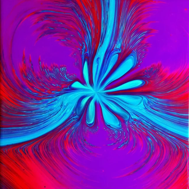 a blue and red flower on a purple background, flickr, abstract art, colourful slime, energy flowing, 144x144 canvas, butterfly pop art