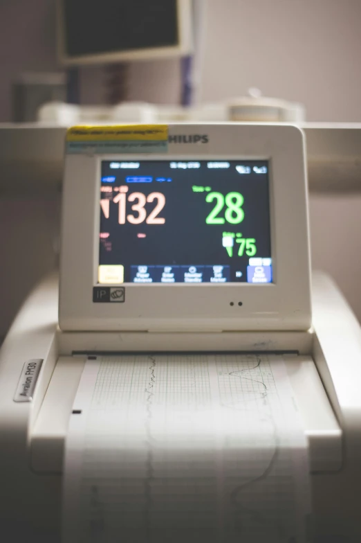 a computer monitor sitting on top of a desk, by Meredith Dillman, unsplash, medical machinery, heart rate, medical labels, thumbnail