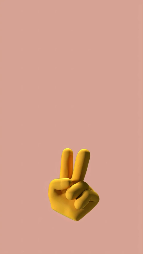 a yellow hand making a peace sign on a pink background, postminimalism, ffffound, high-quality photo, 2263539546]