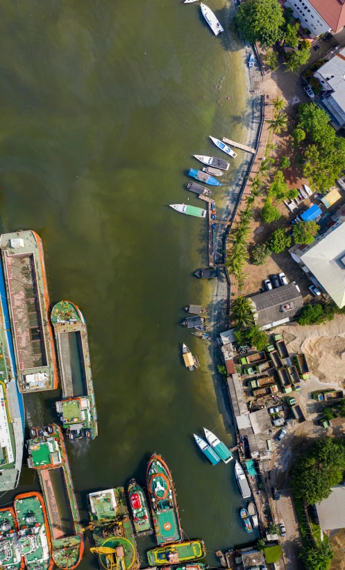 a large body of water filled with lots of boats, bangkok, drone photo, ultrawide image, near a jetty