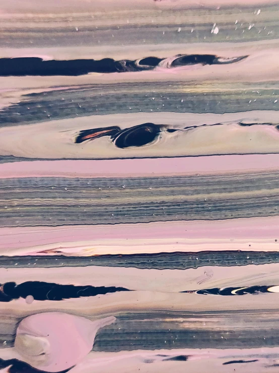 a close up of a painting of a person on a surfboard, inspired by Andreas Gursky, trending on unsplash, pink hues, geological strata, dark paint, lavender blush