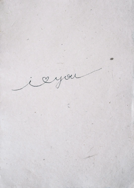 a piece of paper with the word i love you written on it, an album cover, by Tracey Emin, 1904, - signature, in white lettering, 1 9 0 0 s