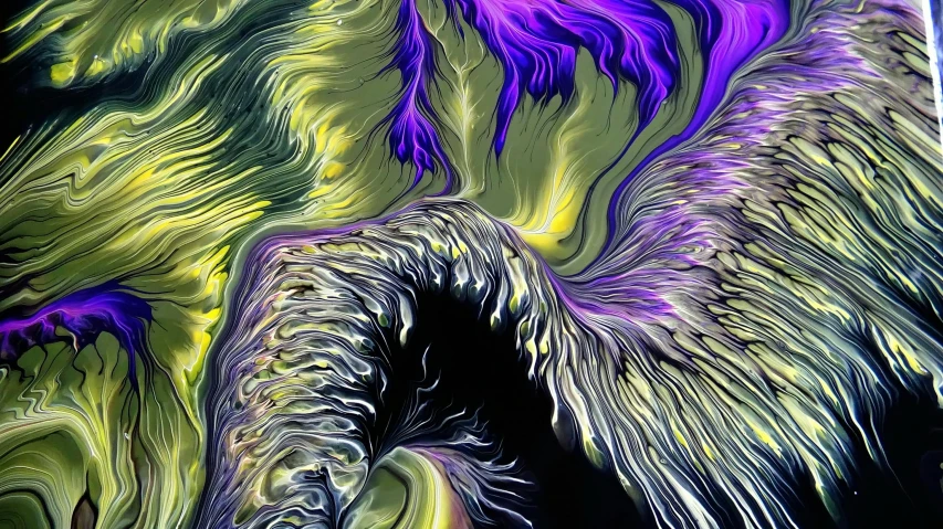 a close up of a painting of an elephant, a microscopic photo, inspired by Umberto Boccioni, generative art, lime and violet, ( ( fractal waves ) ), digital art - n 9, digital art hi