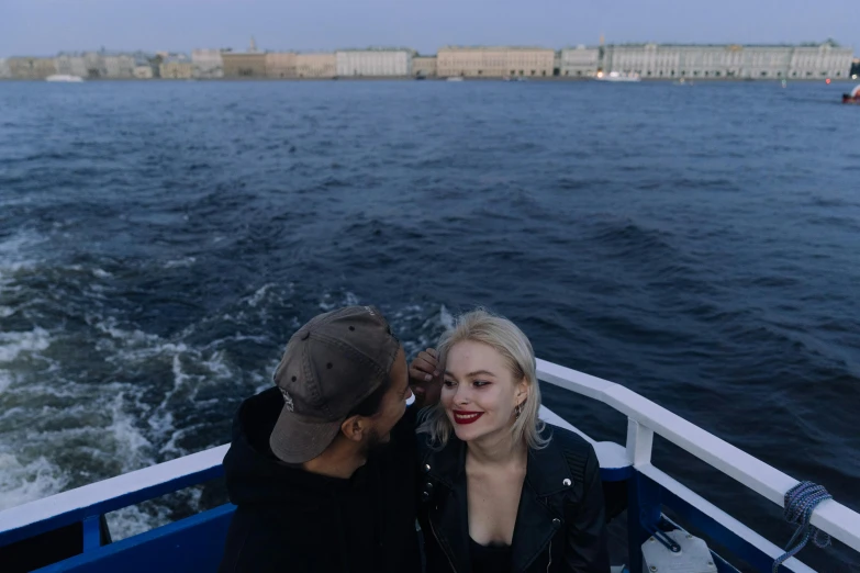 a man standing next to a woman on a boat, by Julia Pishtar, pexels contest winner, happening, russian girlfriend, black, 15081959 21121991 01012000 4k, ariel perez