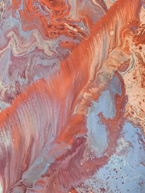 a close up of a painting of a wave, unsplash contest winner, metaphysical painting, red orange blue beige, seen from space, toned orange and pastel pink, zoomed out to show entire image