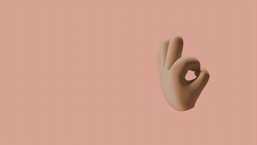 a hand making an ok sign on a pink background, by Gavin Hamilton, trending on pexels, low quality 3d model, stylized stl, behance lemanoosh, i love you