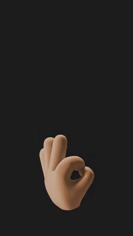 a hand making a v sign on a black background, by Ahmed Yacoubi, conceptual art, digital art emoji collection, behance 3d, claymorphism, made of clay