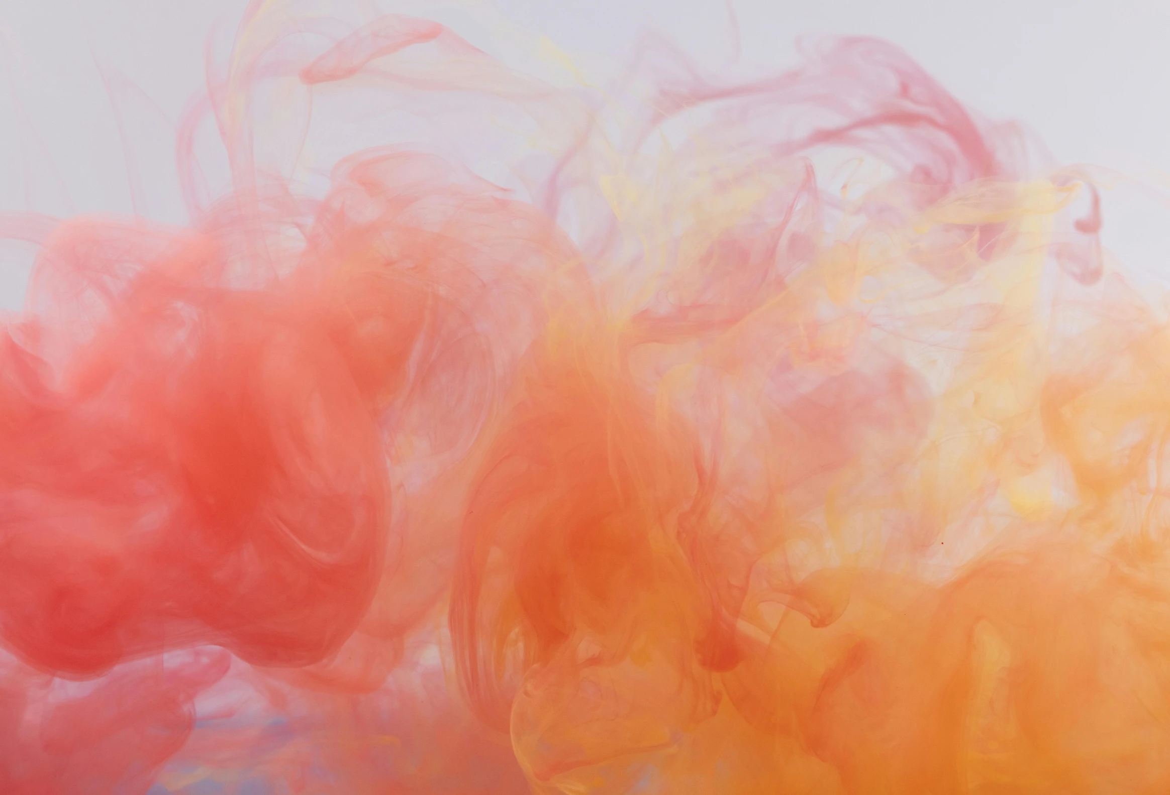 a red and yellow smoke is in the air, an abstract drawing, inspired by Kim Keever, pexels, toned orange and pastel pink, james jean and petra cortright, water colors, colored marble