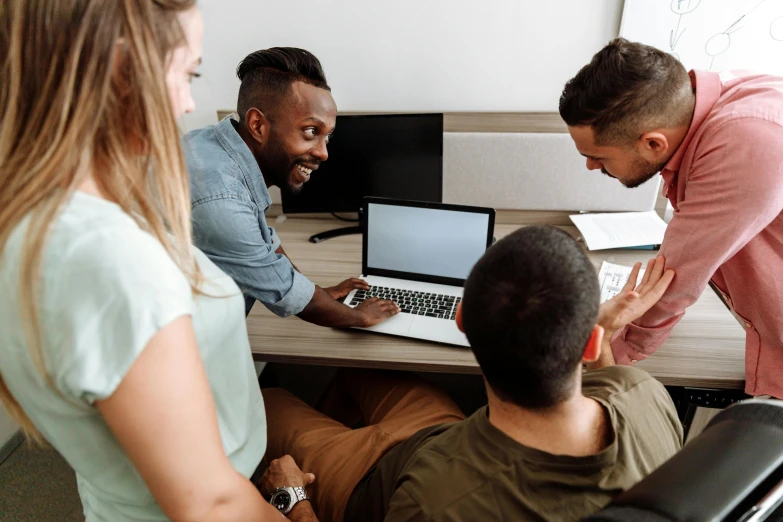 a group of people sitting around a table with laptops, trending on pexels, te pae, teaching, profile pic, background image