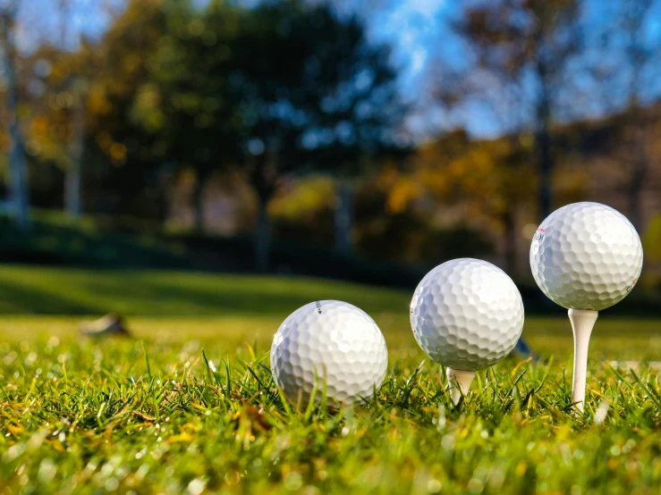 three golf balls on a tee in the grass, unsplash, avatar image