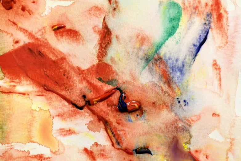 a pair of scissors sitting on top of a piece of paper, a watercolor painting, inspired by Helen Frankenthaler, trending on pexels, lyrical abstraction, red orange blue beige, face submerged in colorful oils, zoomed out to show entire image, digital art - n 9