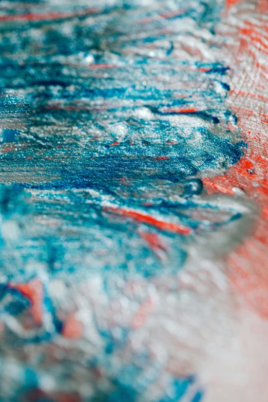a close up of a red, white and blue painting, a detailed painting, trending on unsplash, abstract art, teal silver red, oil pastels, abstract painting fabric texture, intricate oil pastel glow