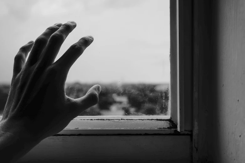 a person's hand reaching out of a window, a black and white photo, worried, uploaded, scaring, profile picture 1024px