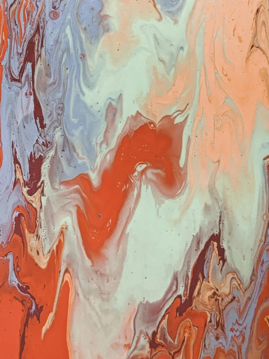 a close up of a painting of orange and blue, inspired by Cecily Brown, trending on unsplash, marbled swirls, in muted colors, payne's grey and venetian red, made of liquid metal and marble