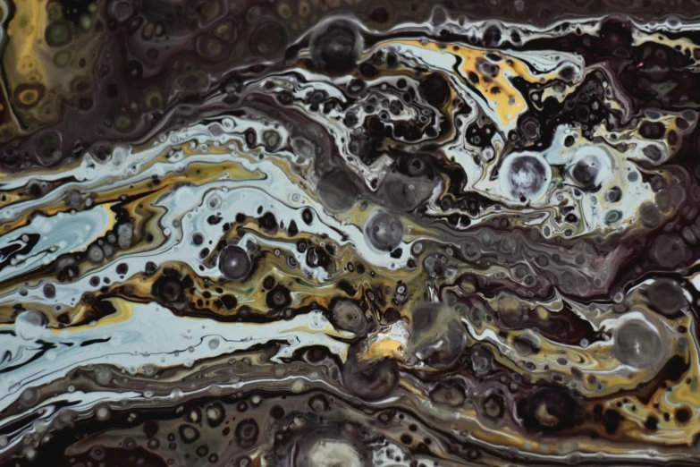 a close up of a liquid substance on a surface, an ultrafine detailed painting, inspired by Tintoretto, unsplash, metallic asteroid, swirly lunar ripples, tar pits, digital art - n 9