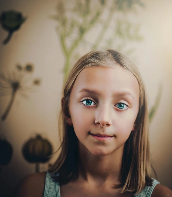 a little girl that is looking at the camera, by Carey Morris, pexels contest winner, hyperrealistic teen, blue-eyed, postprocessed, detailed color scan”