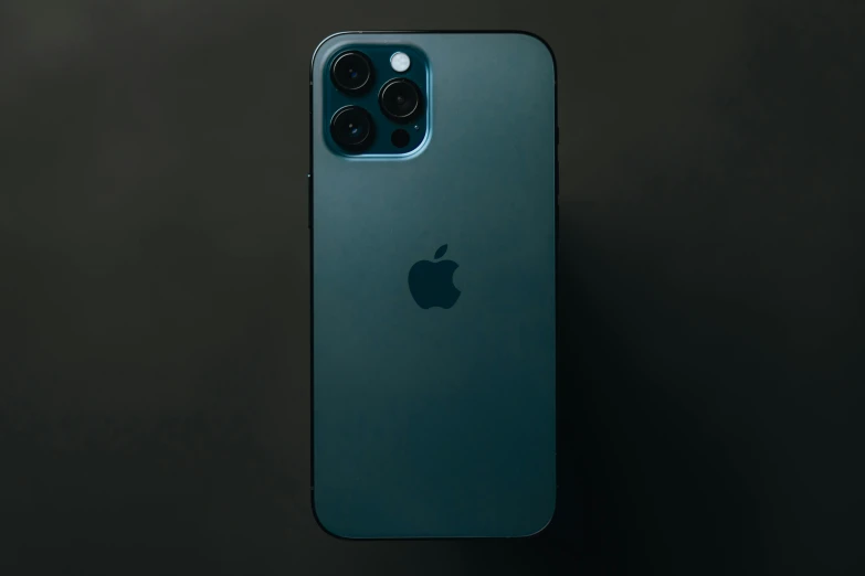 a green iphone sitting on top of a black surface, pexels, photorealism, sony nicon iphone 1 3 pro max, 256x256, dark blue skin, zoomed out full body